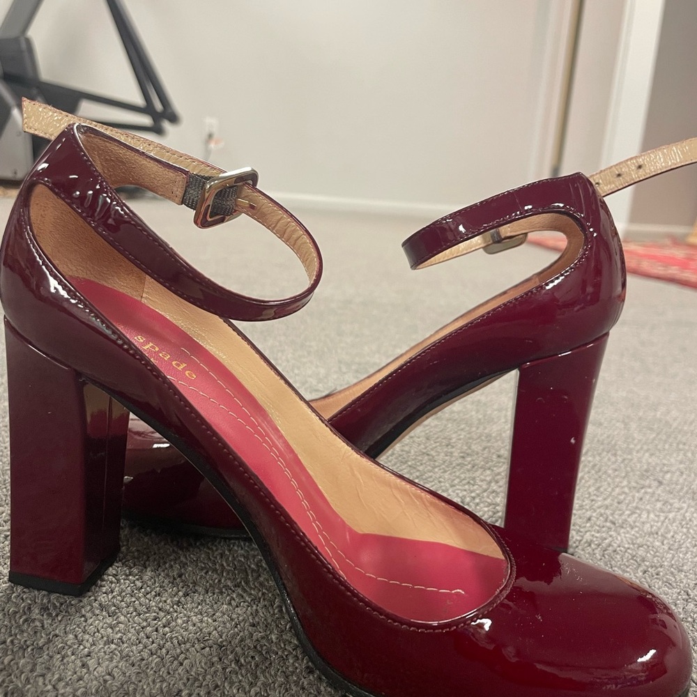 Elegant Dark Red Patent Leather Heels
